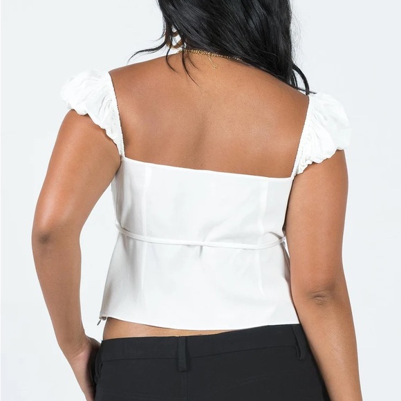 Princess Polly white crop short sleeve top - Picture 2 of 5